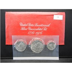 1976 United States Bicentennial 40% Silver Uncirculated 3 Coin Set in Original Packaging