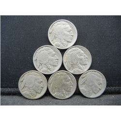 1917,18,21,23,24d,25 Buffalo Nickels Better Datres