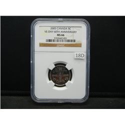 2005 Canadian VE-Day Anniversary Nickel NGC MS 66