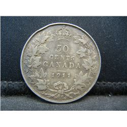 1911 Canadian Silver Half Dollar