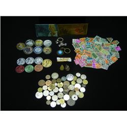 HUGE LOT (24.13 OZ) OF "JUNK DRAWER COLLECTABLES" (SILVER/PROOF TOKENS/VIALS/ARROW HEADS/FOREIGN COI