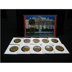 Presidential Dollars, Uncirculated Edition. Franklin Mint presidential medals. No repeats.