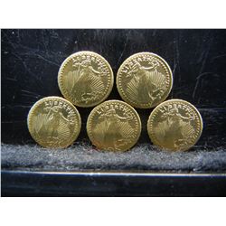 5 Twenty Dollar Mini St Gaudens Replica Coins (Not Real Gold)