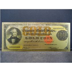 One Hundred Dollar Gold Certificate 24K Gold Foil Note (Not Legal Tender)