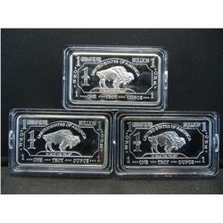 Clad 3 One Troy Ounce German Silver Buffalo Collector Bars Clad