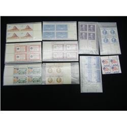 10 Vintage Unused Plate Blocks of Unused Stamps