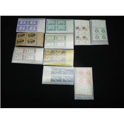 10 Vintage Unused Plate Blocks of Unused Stamps