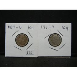 1957 D, 1961 D Roosevelt Dimes