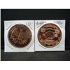 Image 1 : (2) Copper Rounds .999 Eagle and Buffalo Designs