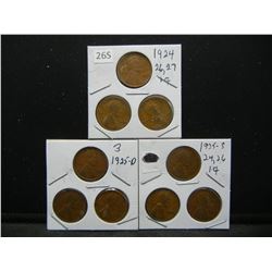 1924, 26, 25 S, 1925 PDS, 1924, 26, 27 (9) Coins