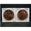 Image 1 : (2) Copper Round .999 Standing Liberty and Sitting Liberty Design
