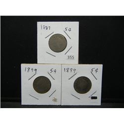 1887, 1899, 1899 V Nickels