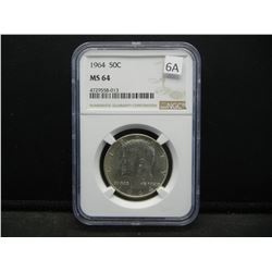 1964 Kennedy 50c.  NGC MS 64.