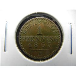1865 Germany 1 Pfennig.
