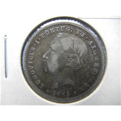 1862 Portugal 200 Reis.  Silver.