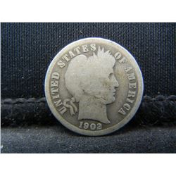 1902-S Barber 10c.  Good+.