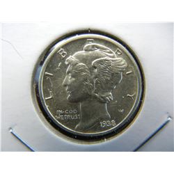 1938-D Mercury 10c.  Choice UNC.