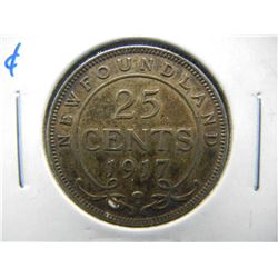 1917 Newfoundland 25c.  XF.