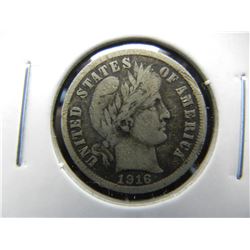 1916-S Barber 10c.  VG.