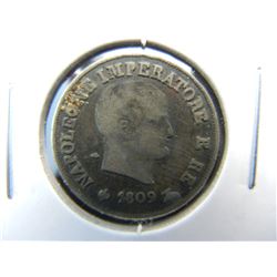 1809-M Italy 10 Soldi.  Silver.  Rare.