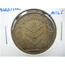 1942 Palestine Silver 100 Mils.  XF.
