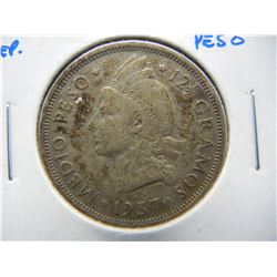 1937 Dominican Republic Silver 1/2 Peso.  Scarce.