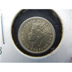 1941 Malaya 5c.  UNC.  Silver.