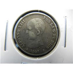 1892 Spain Silver 50 Cent.