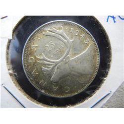 1943 Canada 25c.  AU.