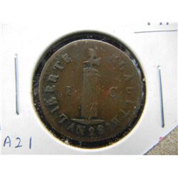 1831 AN28 Haiti Centime.  Fine.