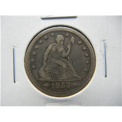 1853 Seated 25c.  XF.