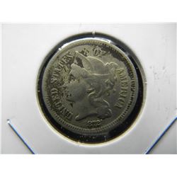1872 3c Nickel.  Error Date.  Weak "1".