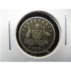 1919-M Australia Silver 3 Pence.