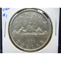 1954 Canada $1.  AU+.