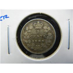 1888 Canada 5c Silver.  VF+.  Scarce.