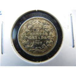 1907 Canada 5c Silver.  XF Toned.