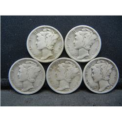 1925 1926 1927 1928 1929 Mercury Dimes.