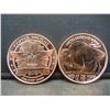 Image 2 : (2) One Troy Ounce Copper Rounds:  Capped Bust Half and 2015 Buffalo .  Proof.