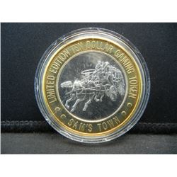 Sam’s Town Los Vegas Nevada $10 (.999) silver gambling token.   In capsule.