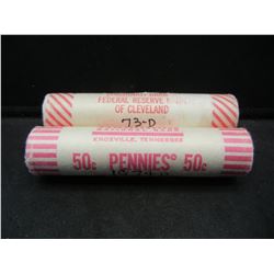 (2) Rolls Lincoln memorial cents in shotgun wrappers:  1973-D Large and 74-D.  Red BU.