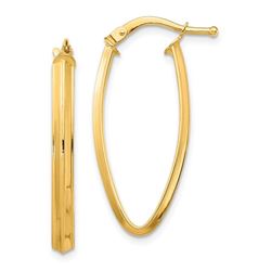 14k Yellow Gold Small Oval Hoop Earrings - 2x2 mm