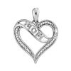 Image 1 : Sterling Silver Round Diamond Heart Key Love Pendant 1/20 Cttw