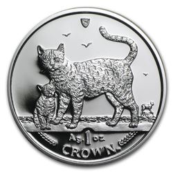 2002 Isle of Man 1 oz Silver Bengal Cats Proof