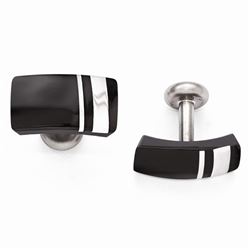 Black Titanium & Sterling Silver Cuff Links