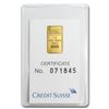 Image 1 : 1 gram Gold Bar - Credit Suisse Statue of Liberty (In Assay)