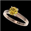 Image 1 : 2 ctw SI/I Fancy Intense Yellow Diamond 3 Stone Ring 10K Rose Gold