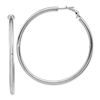 Image 1 : 14k White Gold Polished Round Hoop Earrings - 50 mm