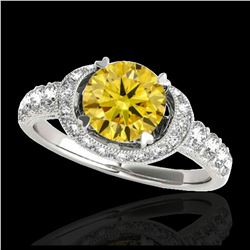 1.70 ctw SI/I Fancy Intense Yellow Diamond Ring 10K White Gold