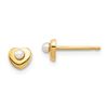 Image 1 : 14k Yellow Gold White Button Pearl Heart Post Earrings