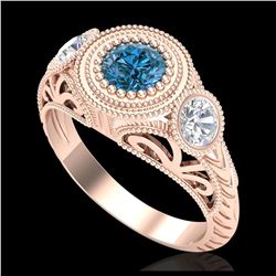 1.93 ctw SI Fancy Blue Diamond Halo Ring 10K Rose Gold
